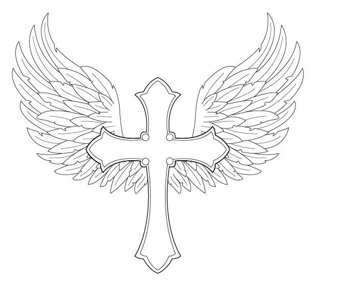 Detail Cross And Angel Wings Nomer 25