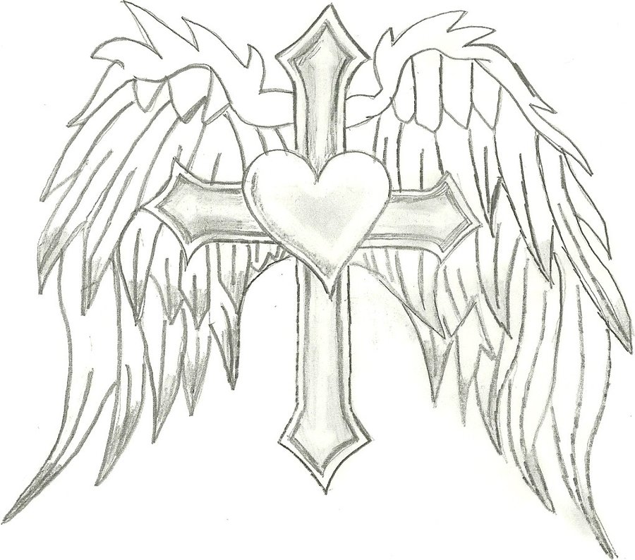 Detail Cross And Angel Wings Nomer 39