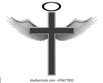 Detail Cross And Angel Wings Nomer 6