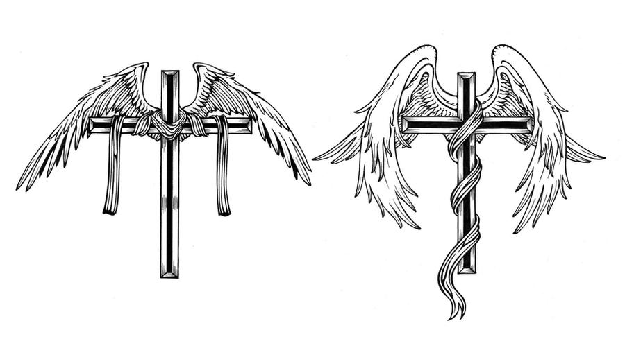 Detail Cross And Angel Wings Nomer 47
