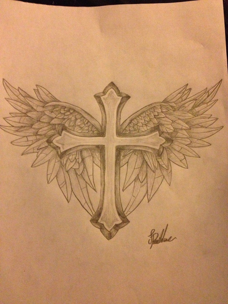 Detail Cross And Angel Wings Nomer 54