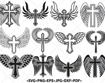 Detail Cross With Wings Clip Art Nomer 13