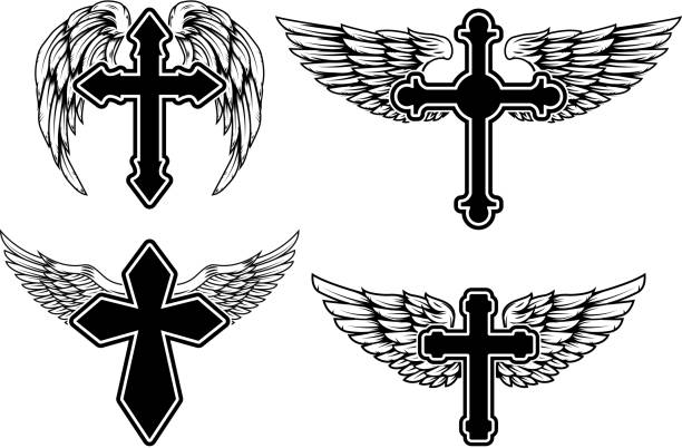 Detail Cross With Wings Clip Art Nomer 18