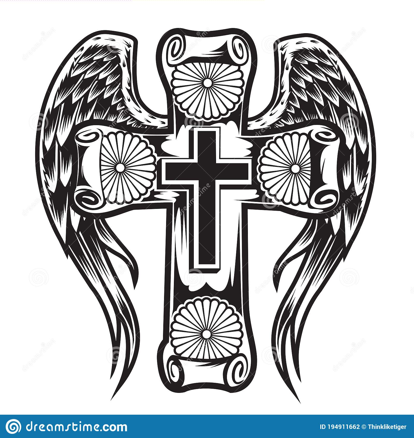 Detail Cross With Wings Clip Art Nomer 40