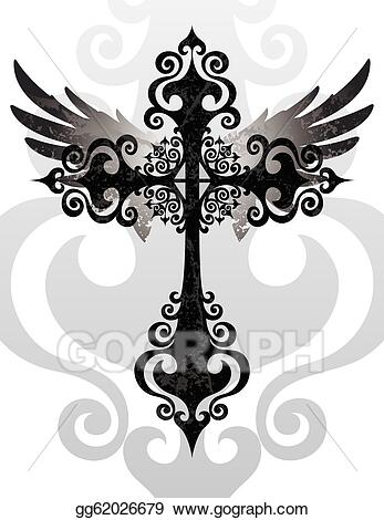 Detail Cross With Wings Clip Art Nomer 41