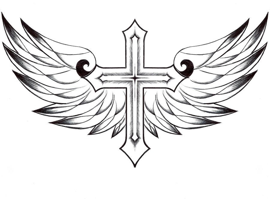 Download Crosses With Wings Drawings Nomer 15