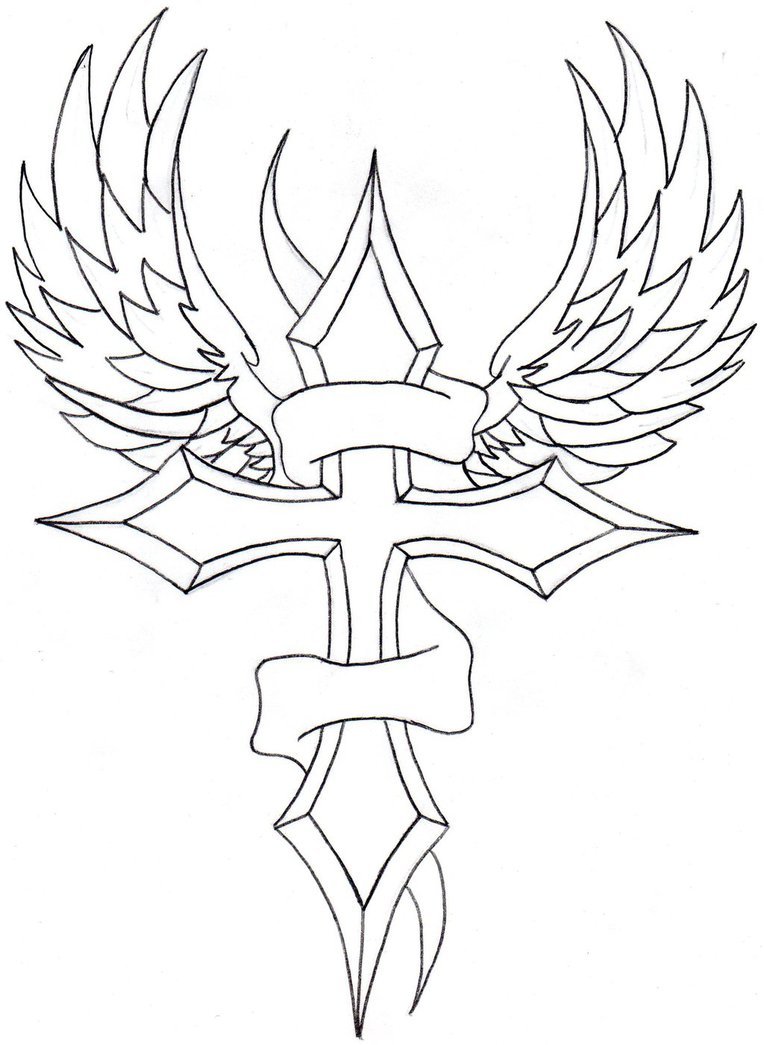 Detail Crosses With Wings Drawings Nomer 19
