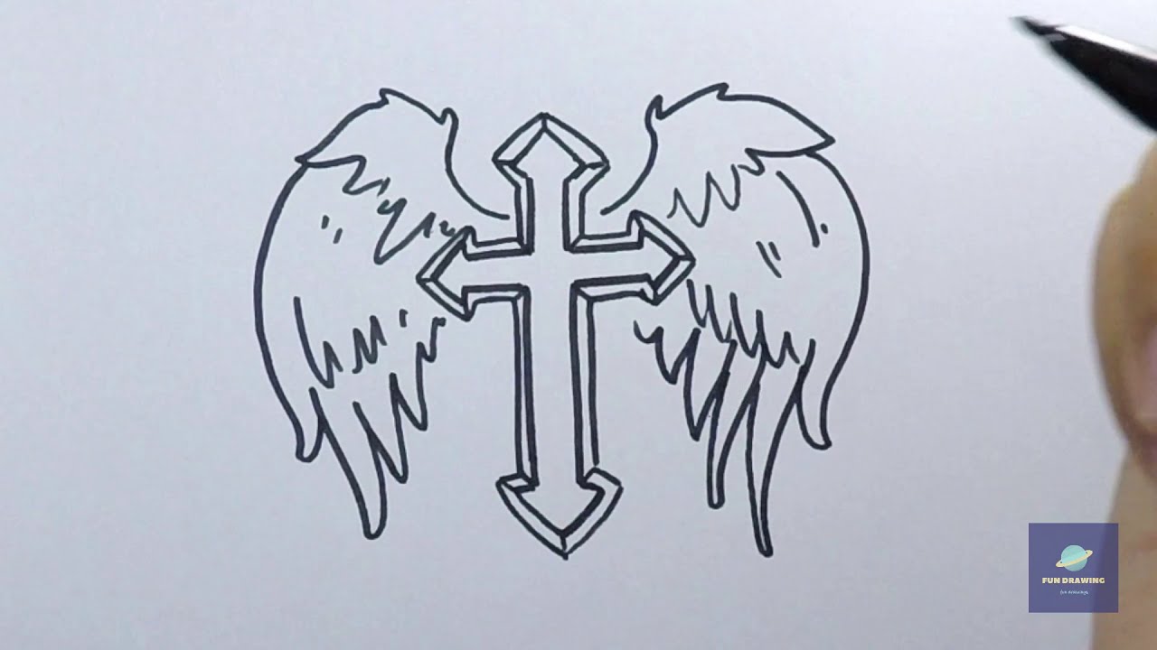 Download Crosses With Wings Drawings Nomer 20