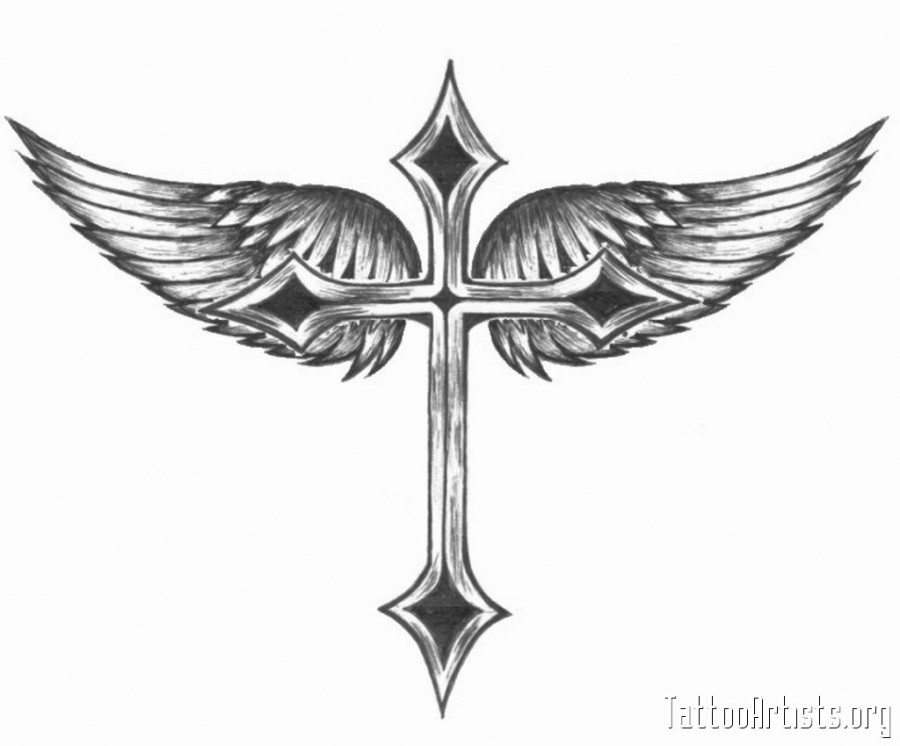 Detail Crosses With Wings Drawings Nomer 30