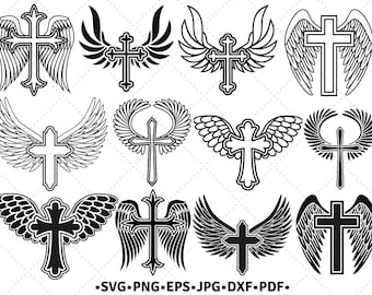 Detail Crosses With Wings Drawings Nomer 34