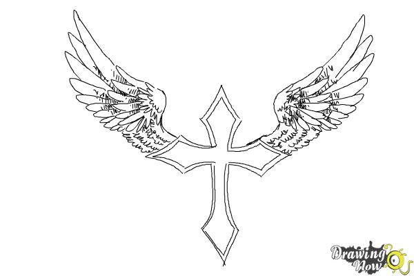 Detail Crosses With Wings Drawings Nomer 41