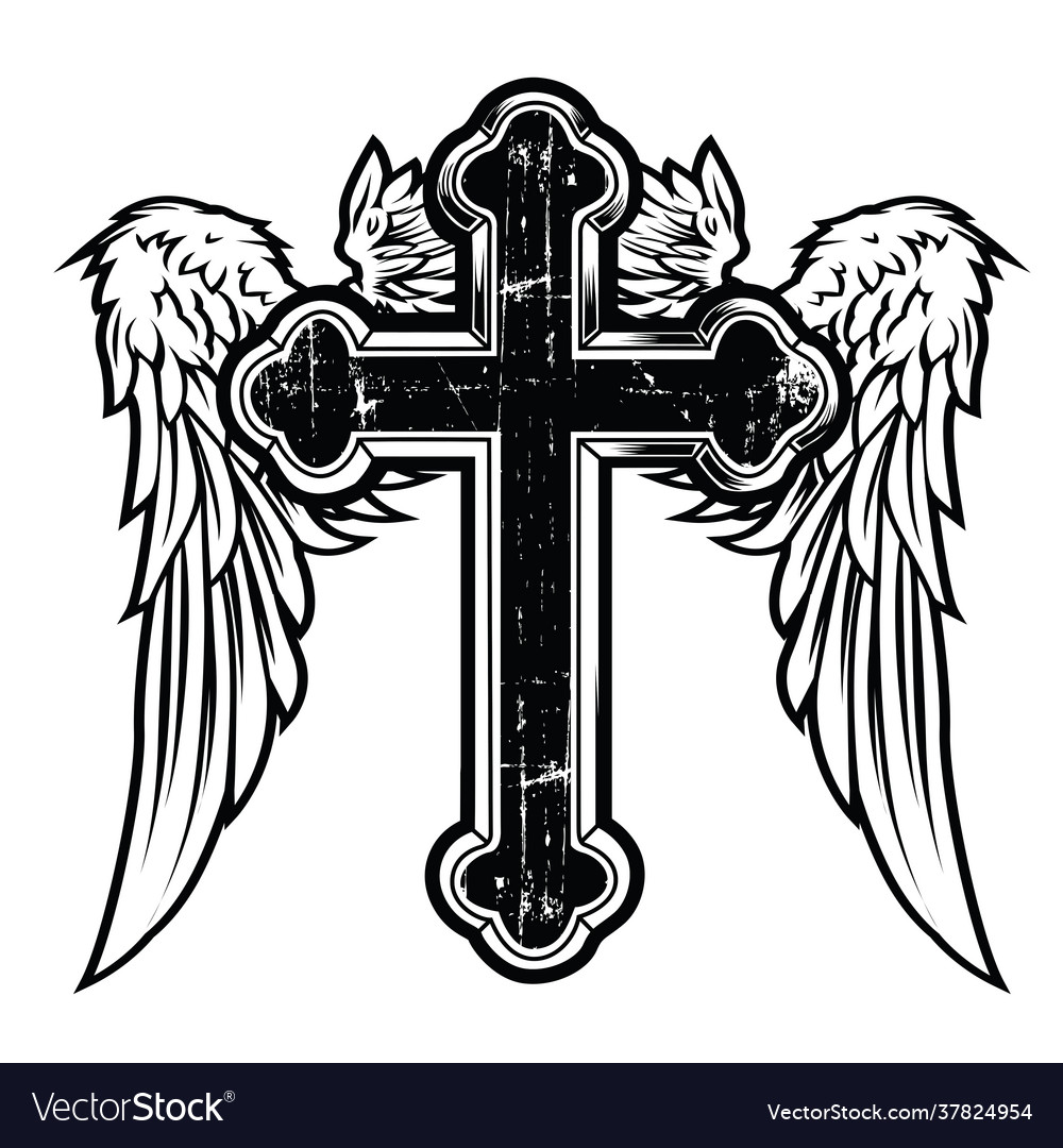 Detail Crosses With Wings Drawings Nomer 43