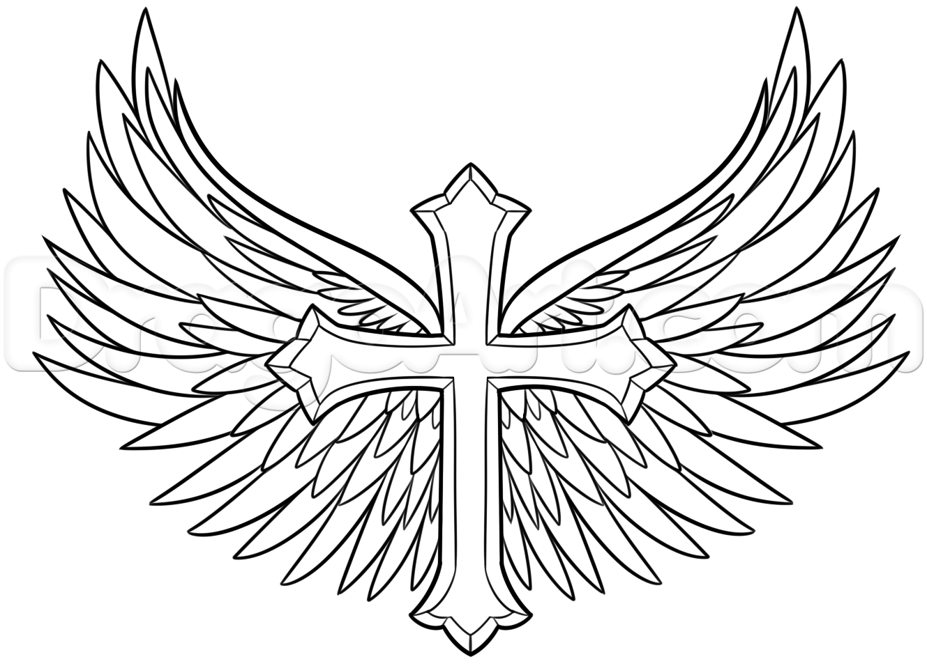 Detail Crosses With Wings Drawings Nomer 5