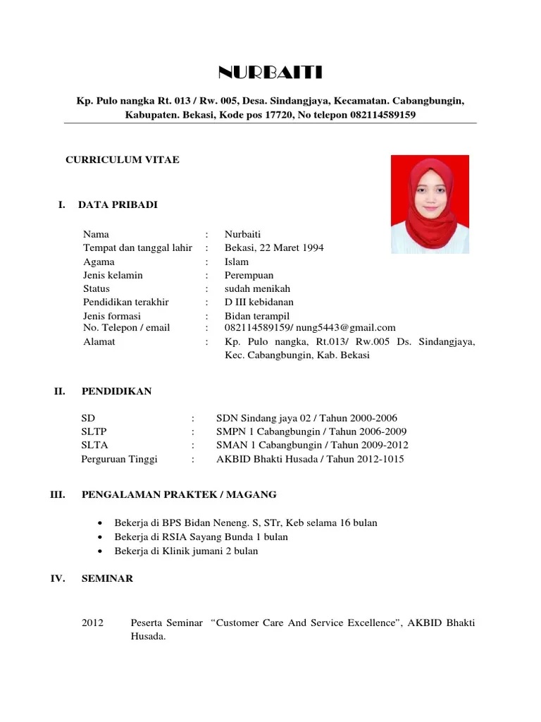 Detail Curriculum Vitae Contoh Cv Nomer 46