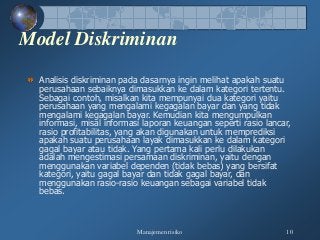 Detail Cut Off Rate Model Diskriminan Tabel Gambar Manajemen Risiko Nomer 39