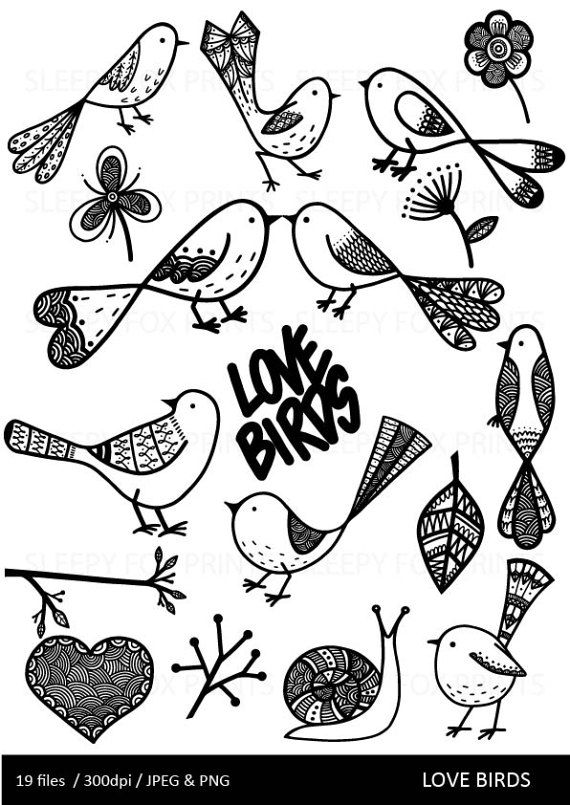 Detail Cute Bird Clipart Black And White Nomer 33