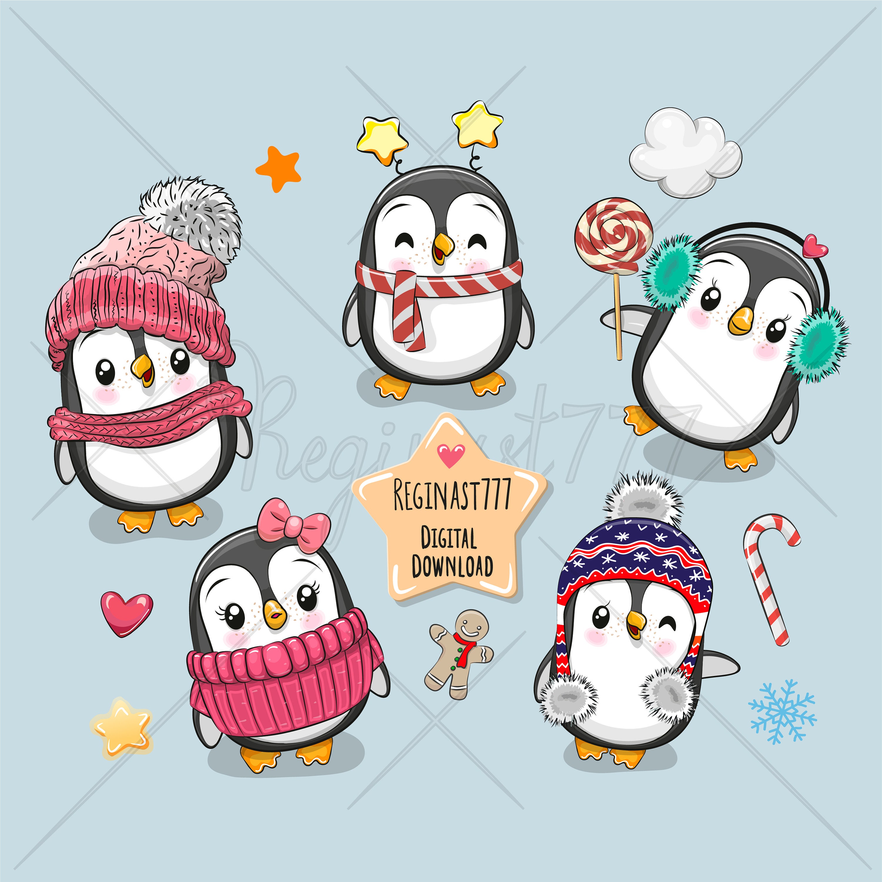 Detail Cute Christmas Penguin Clipart Nomer 23