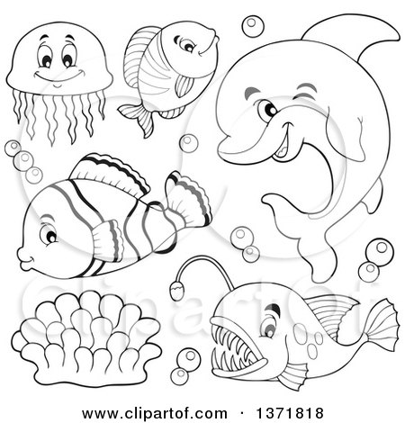 Detail Cute Dolphin Clipart Black And White Nomer 22