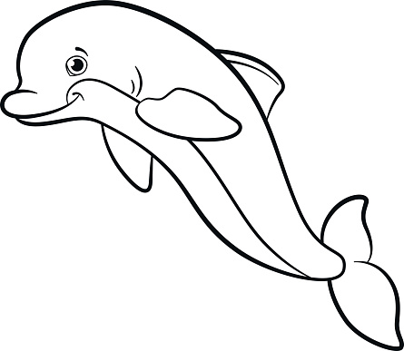 Detail Cute Dolphin Clipart Black And White Nomer 26