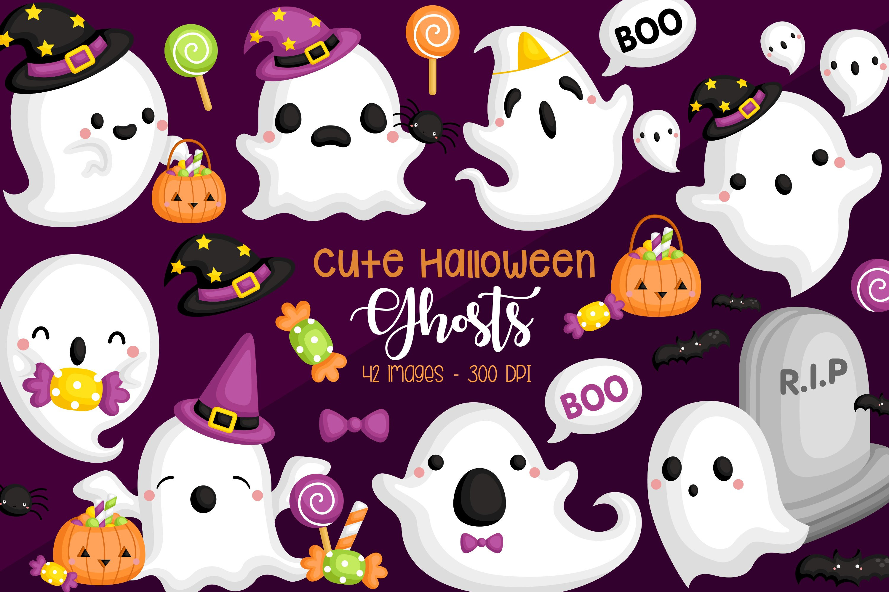 Detail Cute Halloween Ghost Clipart Nomer 20