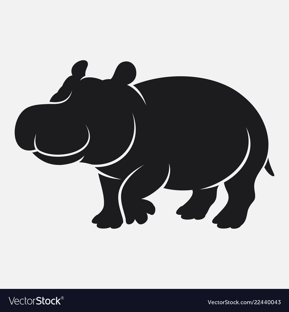 Cute Hippo Silhouette - KibrisPDR