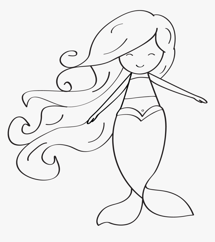 Detail Cute Mermaid Clipart Black And White Nomer 2