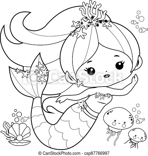 Detail Cute Mermaid Clipart Black And White Nomer 11