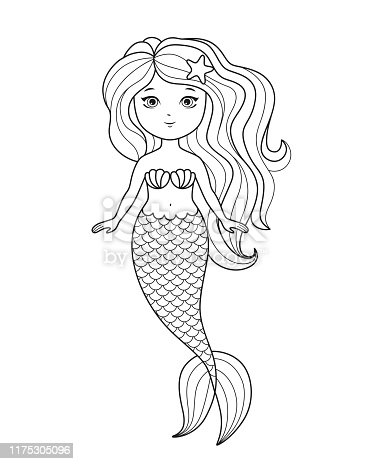 Detail Cute Mermaid Clipart Black And White Nomer 50