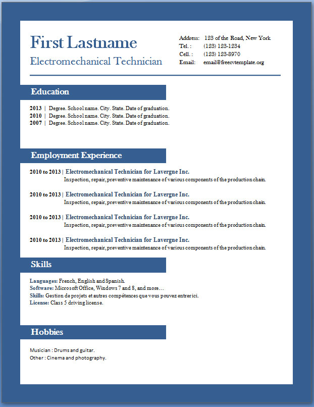 Detail Cv Format In Ms Word 2007 Free Download Nomer 26