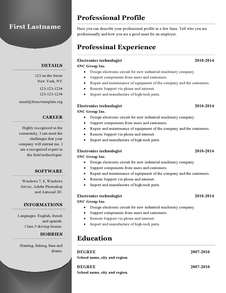 Detail Cv Format In Ms Word 2007 Free Download Nomer 47