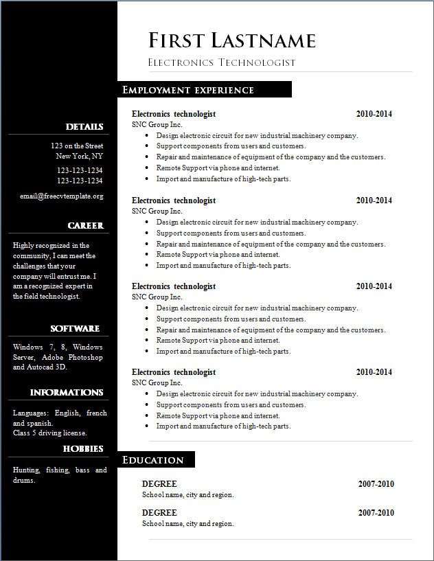 Detail Cv Format In Ms Word 2007 Free Download Nomer 8