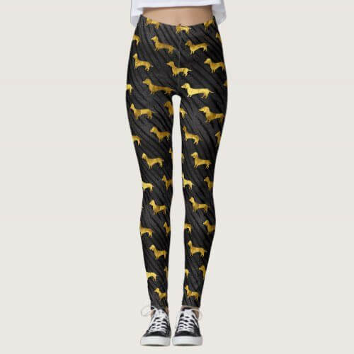 Detail Dachshund Print Leggings Nomer 12