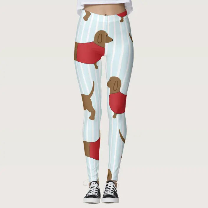 Detail Dachshund Print Leggings Nomer 7