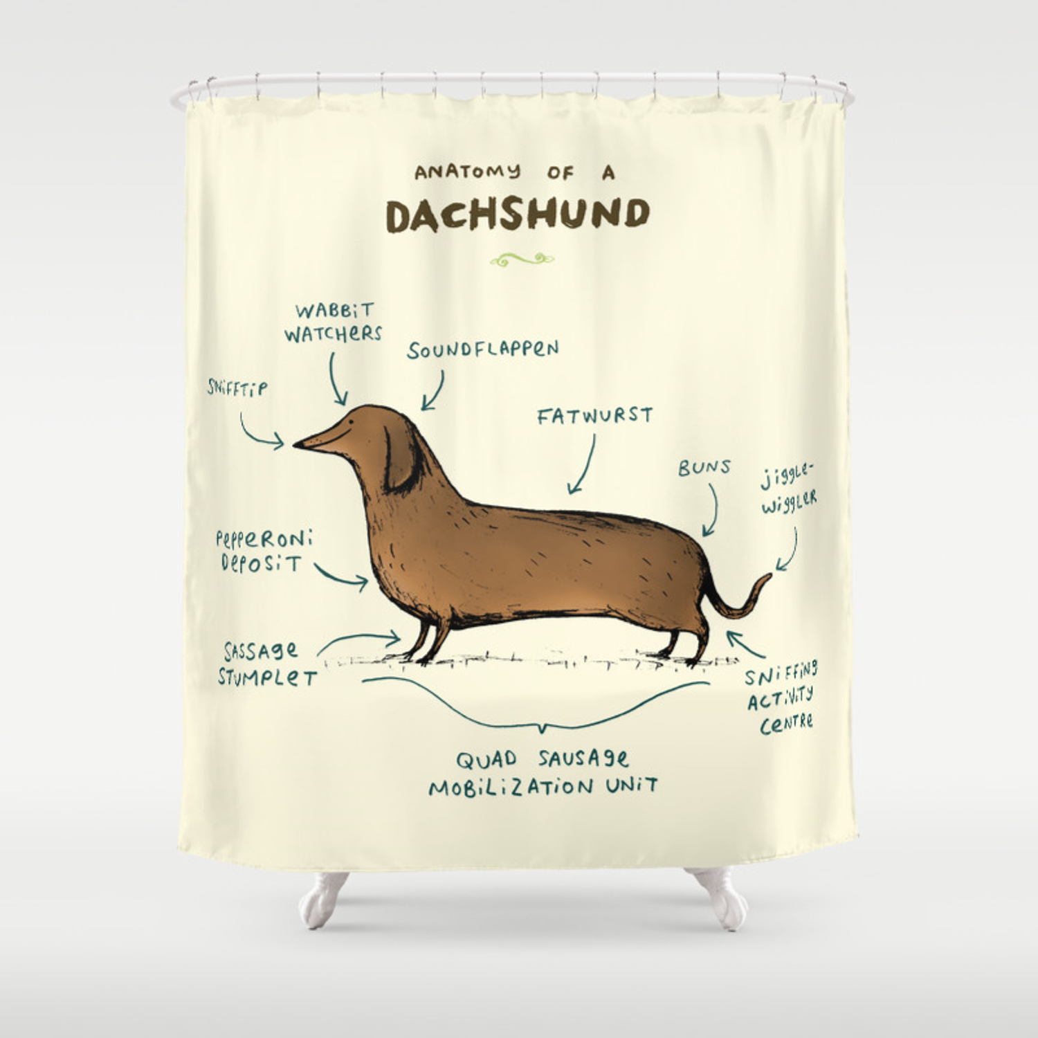 Detail Dachshund Shower Curtains Nomer 3