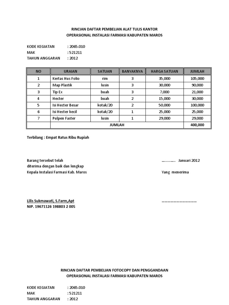 Detail Daftar Barang Alat Tulis Kantor Nomer 20