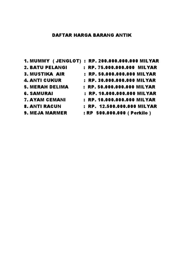 Download Daftar Barang Antik Nomer 47