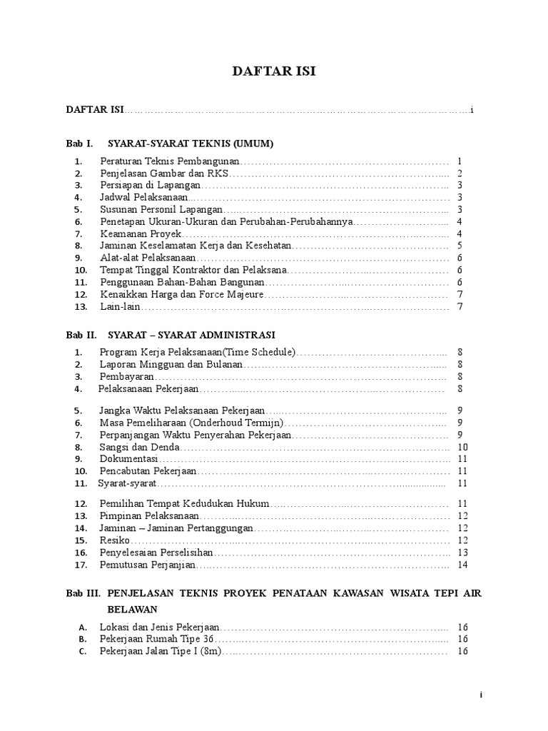 Detail Daftar Isi Gambar Proyek Koleksi Nomer 31