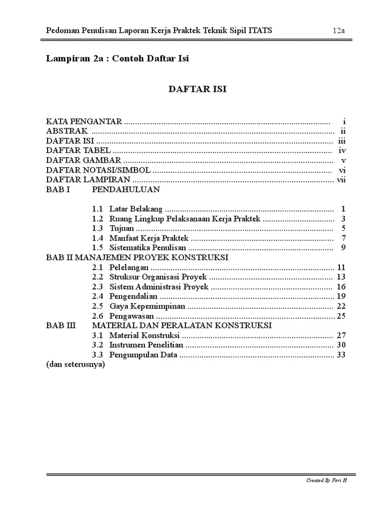 Detail Daftar Isi Gambar Proyek Nomer 5