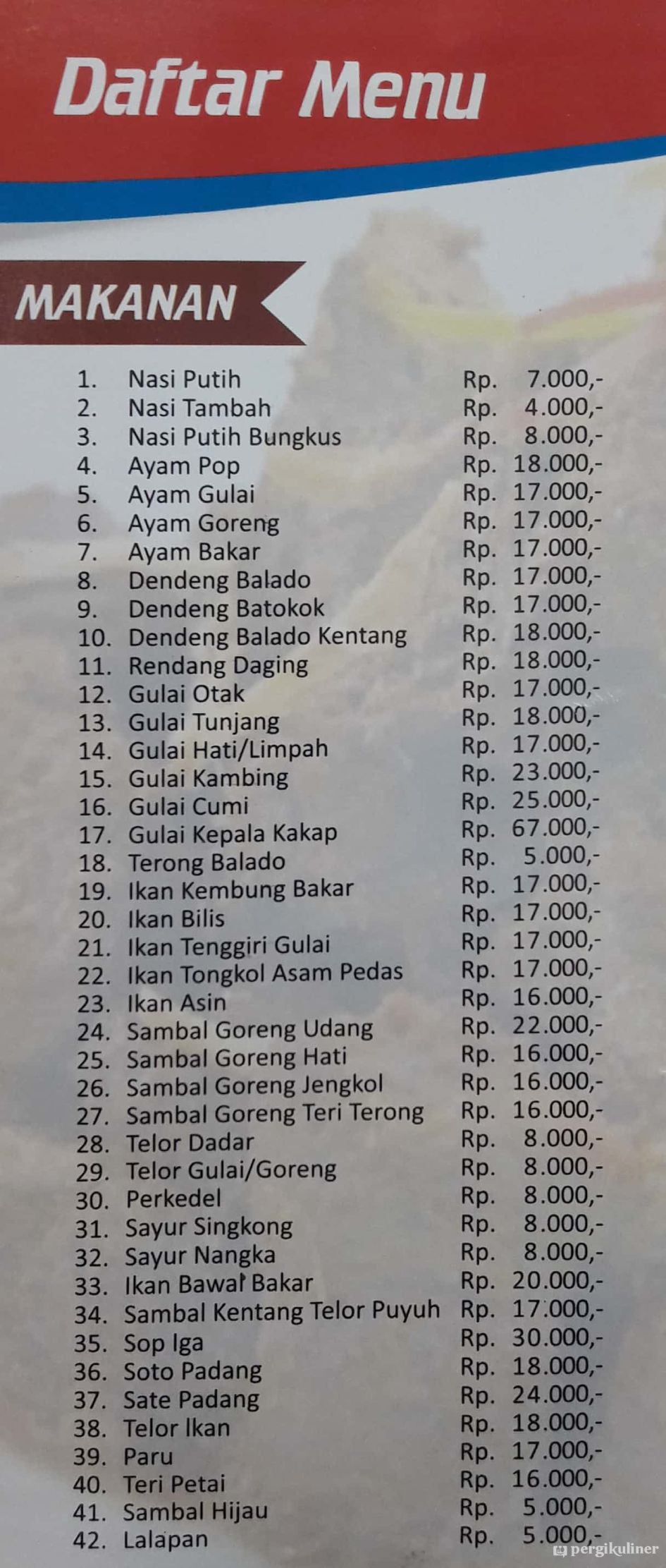 Detail Daftar Makanan Di Restoran Nomer 45