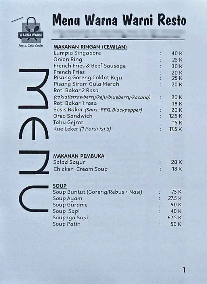 Daftar Menu Cafe Warna Warni - KibrisPDR