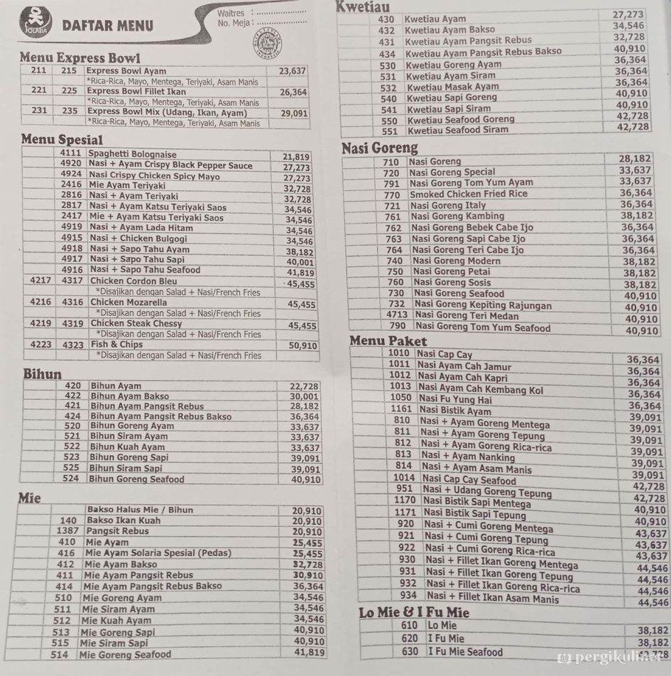 Detail Daftar Menu Solaria Dan Gambarnya Nomer 6