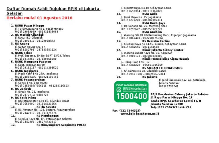 Detail Daftar Rumah Sakit Bpjs Jakarta Selatan Nomer 2