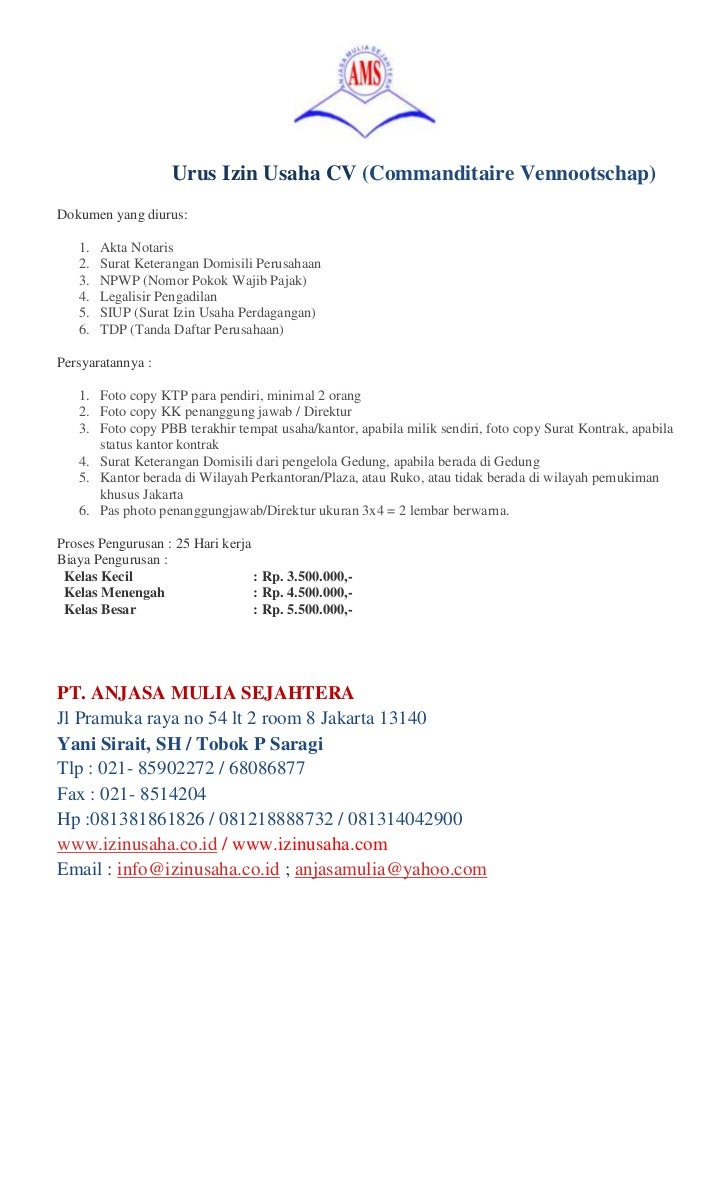 Detail Daftar Surat Ijin Usaha Nomer 16