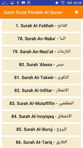 Detail Daftar Surat Juz 30 Nomer 29