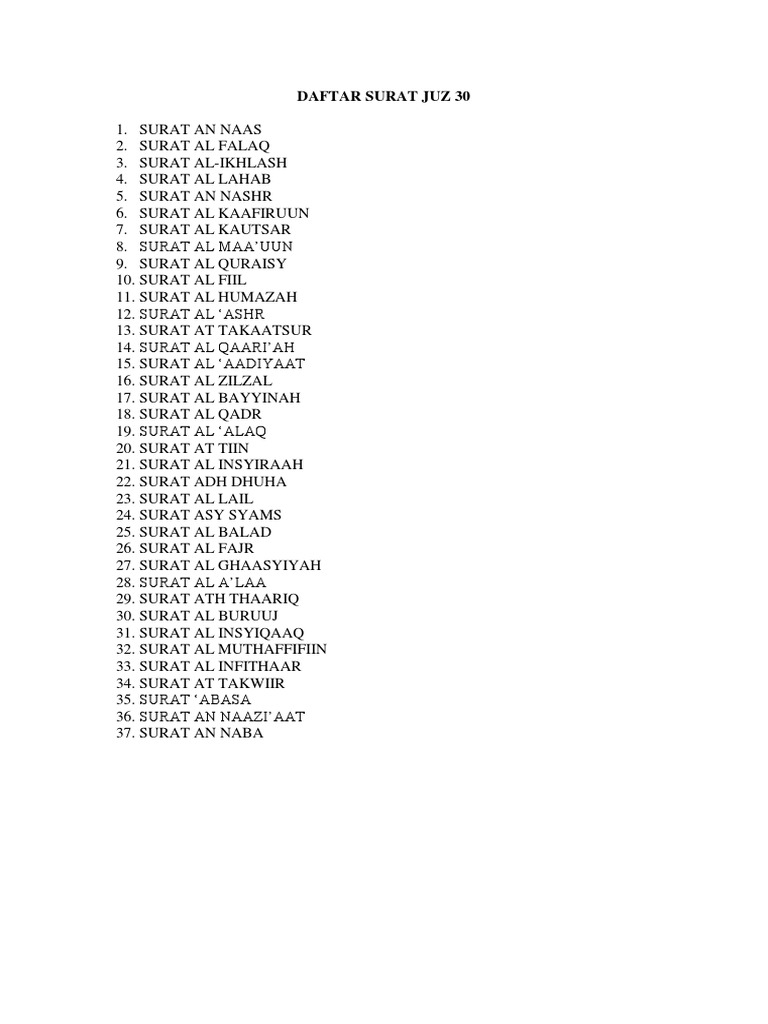 Detail Daftar Surat Juz Amma Nomer 5