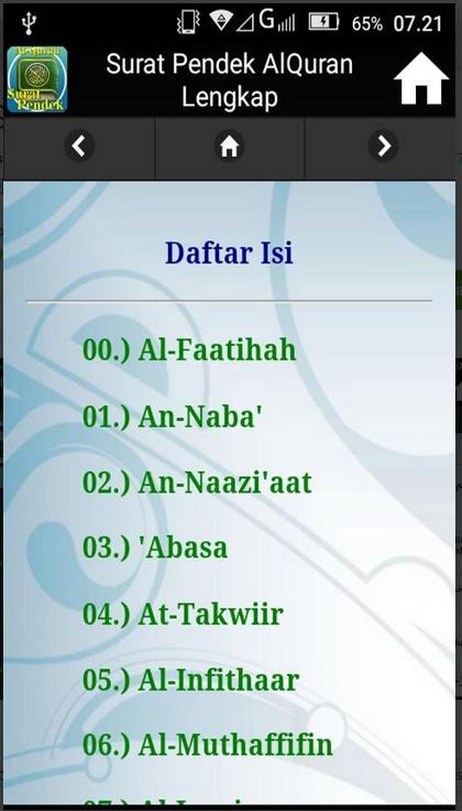 Detail Daftar Surat Pendek Nomer 25