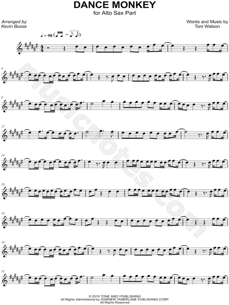 Detail Dance Monkey Saxophone Sheet Music Nomer 7