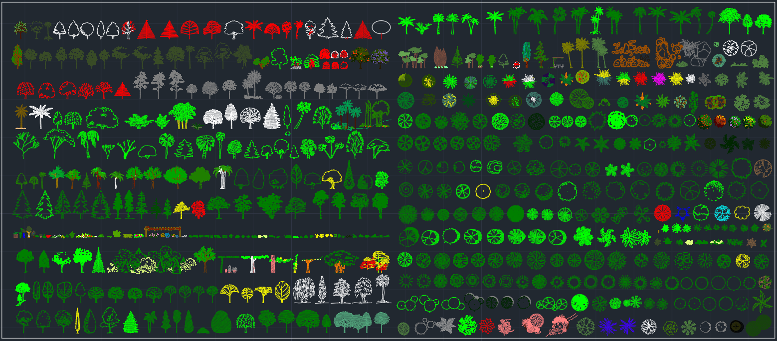 trees cad block free download