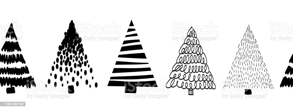 Detail Gambar Pohon Natal Hitam Putih Nomer 29