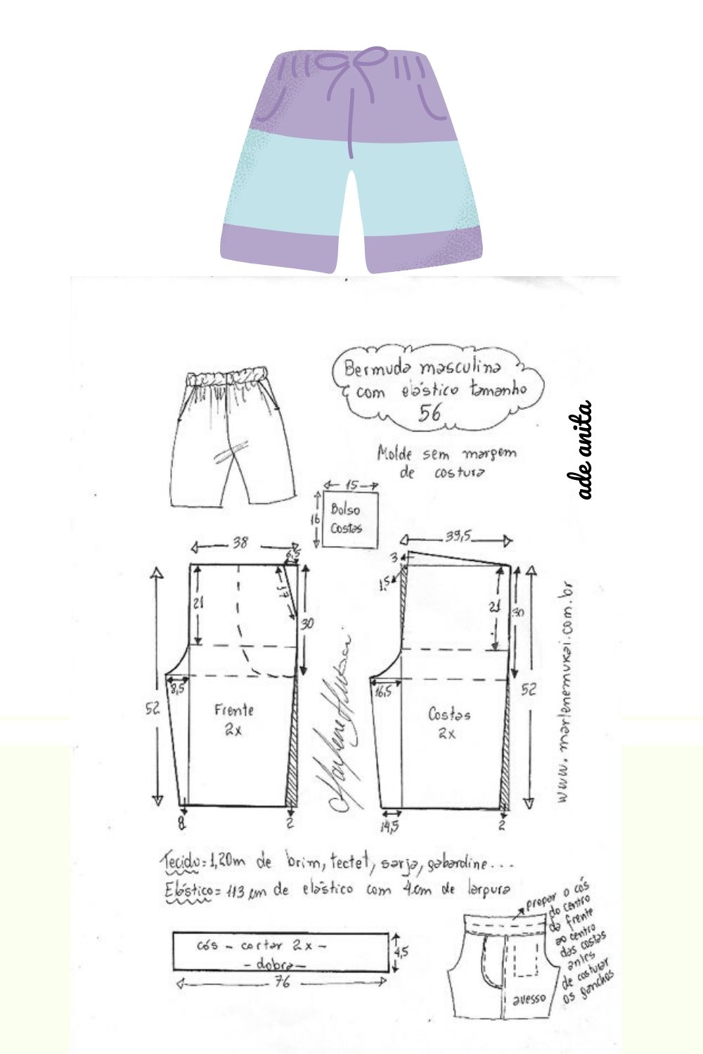 Detail Gambar Pola Celana Pendek Nomer 47